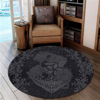 Hawaii Anchor Hibiscus Flower Vintage Round Carpet - AH - Grey - Polynesian Pride