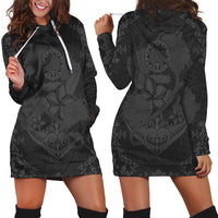 Hawaii Anchor Hibiscus Flower Vintage Hoodie Dress - AH - Grey Black - Polynesian Pride