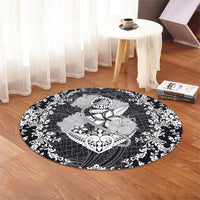 Hawaii Anchor Hibiscus Flower Vintage Round Carpet - AH - Polynesian Pride