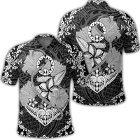 Hawaii Anchor Hibiscus Flower Vintage Polo Shirt Unisex Black - Polynesian Pride