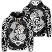 Hawaii Anchor Hibiscus Flower Vintage Zip Hoodie Unisex Art - Polynesian Pride