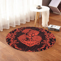 Hawaii Anchor Hibiscus Flower Vintage Round Carpet - AH - Orange - Polynesian Pride