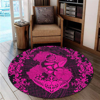 Hawaii Anchor Hibiscus Flower Vintage Round Carpet - AH - Pink - Polynesian Pride