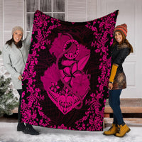 Hawaii Anchor Hibiscus Flower Vintage Premium Blankets - AH - Pink - Polynesian Pride