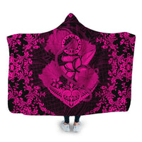 Hawaii Anchor Hibiscus Flower Vintage Hooded Blanket - AH - Pink Hooded Blanket White - Polynesian Pride
