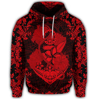 Hawaiian Anchor Hibiscus Flower Vintage Hoodie Red - Polynesian Pride