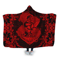 Hawaii Anchor Hibiscus Flower Vintage Hooded Blanket - AH - Red Hooded Blanket White - Polynesian Pride