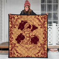 Hawaii Anchor Hibiscus Flower Vintage Premium Quilts - AH - Red Orange - Polynesian Pride