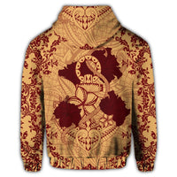 Hawaiian Anchor Hibiscus Flower Vintage Hoodie Red Orange - Polynesian Pride