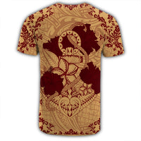 Hawaii Anchor Hibiscus Flower Vintage T Shirt Red Orange - Polynesian Pride