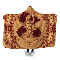 Hawaii Anchor Hibiscus Flower Vintage Hooded Blanket - AH - Red Orange Hooded Blanket White - Polynesian Pride