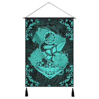 Hawaii Anchor Hibiscus Flower Vintage Hanging Poster - AH - Turquoise Hanging Poster Cotton And Linen - Polynesian Pride