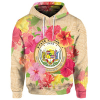 Custom Hawaii Coat of Arm Hibiscus Hoodie - Polynesian Pride