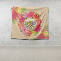 Hawaii Coat Of Arm Hibiscus Tapestry - AH - Polynesian Pride
