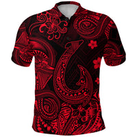 Hawaii Fish Hook Polynesian Polo Shirt Unique Style Red LT8 - Polynesian Pride