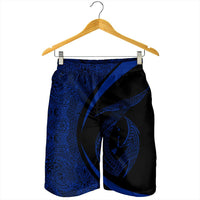 Hawaii Fish Hook Polynesian Men's Shorts - Circle Style Blue - AH - Polynesian Pride