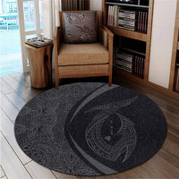 Hawaii Fish Hook Polynesian Round Carpet - Circle Style Gray - AH - Polynesian Pride