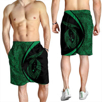 Hawaii Fish Hook Polynesian Men's Shorts - Circle Style Green - AH - Polynesian Pride