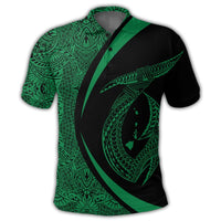 Hawaii Fish Hook Polynesian Polo Shirt Circle Style Green - Polynesian Pride
