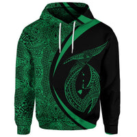 Custom Hawaii Fish Hook Polynesian Hoodie Circle Style Green - Polynesian Pride