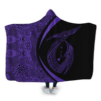 Hawaii Fish Hook Polynesian Hooded Blanket - Circle Style Purple - AH Hooded Blanket White - Polynesian Pride