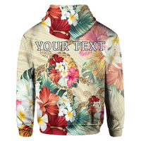 Custom Hawaii Floral Turtle Hoodie Beige - Polynesian Pride