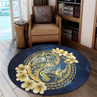 Hawaii Galaxay Yin Yang Turtle Shark Hibiscus Plumeria Round Carpet - AH - Polynesian Pride
