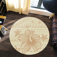 Hawaii Hibiscus Plumeria Kanaka Polynesian Vintage Round Carpet - AH - Polynesian Pride