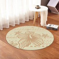 Hawaii Hibiscus Plumeria Kanaka Polynesian Vintage Round Carpet - AH - Polynesian Pride