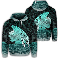 Hawaiian Hibiscus Wale Polynesian Hoodie Unisex Art - Polynesian Pride