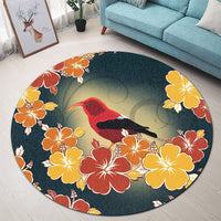 Hawaii Honeycreeper Hibiscus Round Carpet - AH - Polynesian Pride