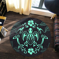 Hawaii Honu Turtle Dolphin With Plumeria Round Carpet - AH - Polynesian Pride