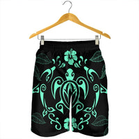 Hawaii Honu Turtle Dolphin With Plumeria Men's Shorts - AH - Polynesian Pride