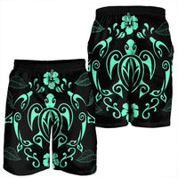 Hawaii Honu Turtle Dolphin With Plumeria Men's Shorts - AH - Polynesian Pride