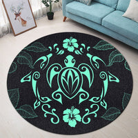Hawaii Honu Turtle Dolphin With Plumeria Round Carpet - AH - Polynesian Pride