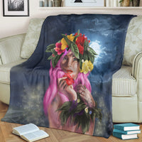 Hawaii Kanaka Colorful Hula Girl Premium Blankets - Dinh Style - Polynesian Pride