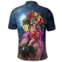 Hawaii Kanaka Colorful Hula Girl Polo Shirt Dinh Style - Polynesian Pride