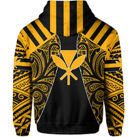 Hawaii Kanaka Football Jersey Polynesian Hoodie Zip Black & Yellow Victor Style - Polynesian Pride