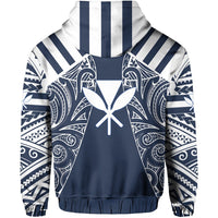 Hawaii Kanaka Football Jersey Polynesian Hoodie Zip Blue and White Victor Style - Polynesian Pride