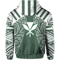 Hawaii Kanaka Football Jersey Polynesian Hoodie Zip Green Victor Style - Polynesian Pride