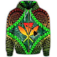 Hawaii Kanaka Kakau Tropical Polynesian Zip Hoodie - Polynesian Pride
