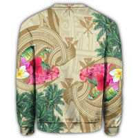 Hawaii Kanaka Maoli Plumeria Palm Trees Hammer Shark Sweatshirt - AH - Polynesian Pride