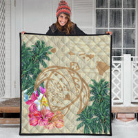 Hawaii Kanaka Maoli Polynesian Flowers Turtle Premium Quilts - AH - Polynesian Pride