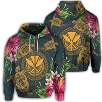 Hawaii Kanaka Turtle Hibiscus Plumerian Polynesia Zip Hoodie Alena Style Unisex Art - Polynesian Pride