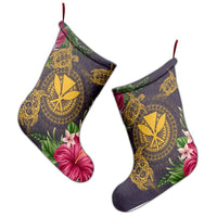 Hawaii Kanaka Turtle Hibiscus Plumerian Polynesia Christmas Stocking - Alena Style Purple - AH - Polynesian Pride