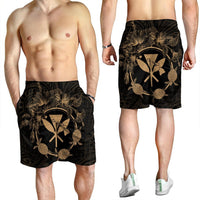Hawaii Kanaka Turtle Hibiscus Polynesian Men's Shorts - Anthea Style Gold - AH - Polynesian Pride