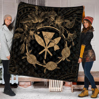 Hawaii Kanaka Turtle Hibiscus Polynesian Premium Quilts - Anthea Style Gold - AH - Polynesian Pride