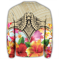 Hawaii Manta Ray Tropical Hibiscus Plumeria Polynesian Sweatshirt - AH - Polynesian Pride