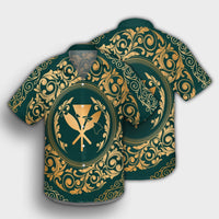 Hawaii Map Classic Floral Hawaiian Shirt Green - AH - Polynesian Pride