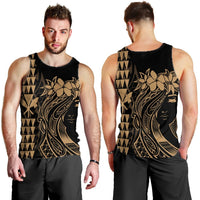 Hawaii Map Kanaka Polynesian Hula Girl Tank Top Gold - AH - J5R - Polynesian Pride